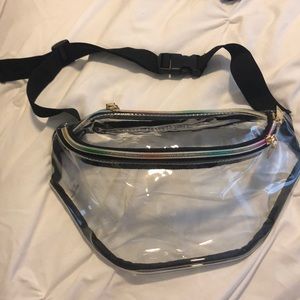 Clear and rainbow fanny pack